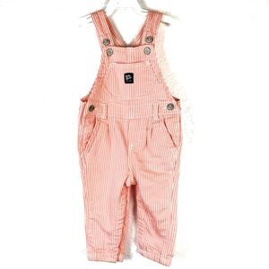 Baby B’gosh Infant Girl Pink White Striped Overalls Size 9 Months OshKosh